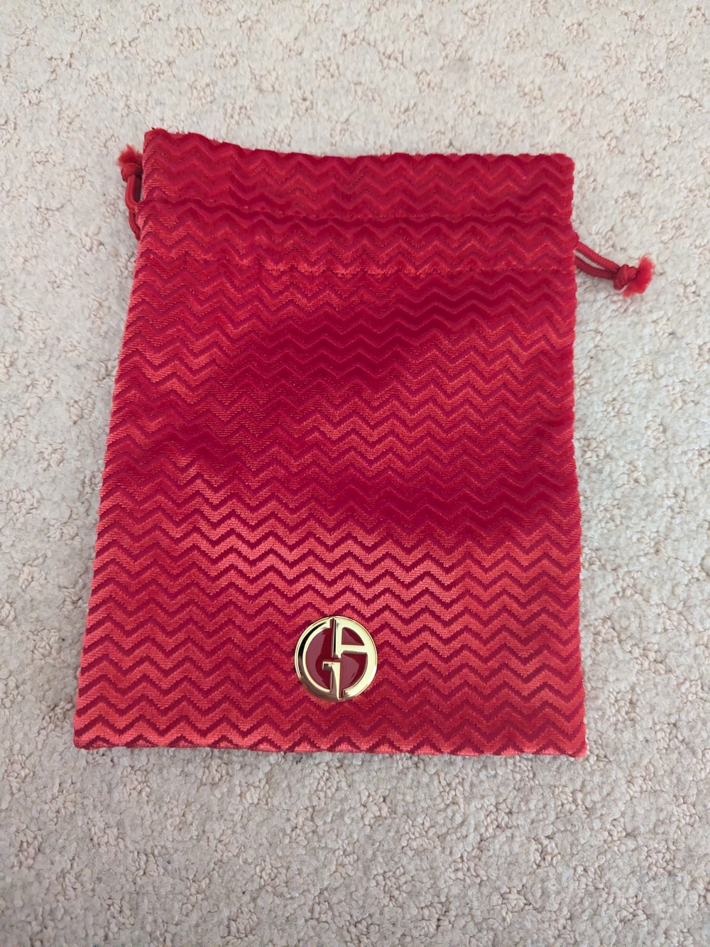 Giorgio Armani Red Velvet Drawstring Pouch with